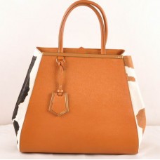Fendi 2jours Earth Yellow Cross Veins With Black/Earth Yellow Horsehair Leather Large Bag