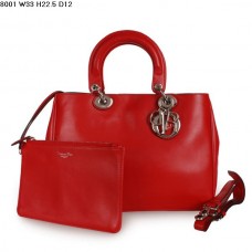 Dior Diorissimo Jumbo Bag Red Nappa Leather (Silvery Hardware) 8002 Dior Diorissimo Jumbo Bag Red Nappa Leather (Silvery Hardware) 8002