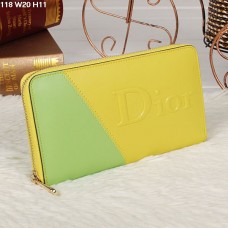 Christian Dior Multicolor Yellow/Lime Zipper Wallet 118