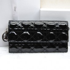 Dior CD086 Wallet Black In Patent Leahter