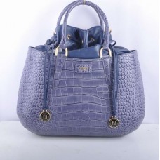 Fendi B Fab Blue Crocodile Veins Leather Large Top-handle Bag
