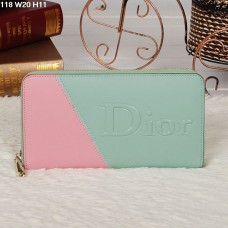 Christian Dior Multicolor Light Green/Light Pink Zipper Wallet 118