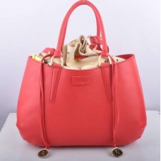 Fendi B Fab Watermelon Red Deerskin Leather Large Top-handle Bag
