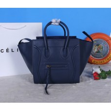 Celine Navy Blue Boston Calfskin Leather Bag
