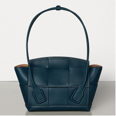 Bottega Veneta Arco 33 Intrecciato Bag In Navy Blue Calfskin