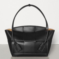 Bottega Veneta Medium Arco 48 Intrecciato Bag In Black Calfskin Bottega Veneta Medium Arco 48 Intrecciato Bag In Black Calfskin