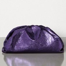Bottega Veneta The Pouch Clutch In Viola Metallic Leather Bottega Veneta The Pouch Clutch In Viola Metallic Leather