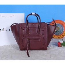 Celine Burgundy Boston Calfskin Leather Bag Celine Burgundy Boston Calfskin Leather Bag