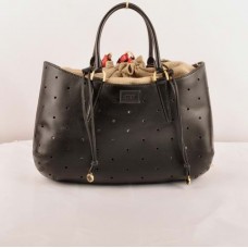 Fendi B Fab Black Ferrari Leather Perforated Bag Large Top-handle Bag