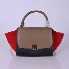 Celine Small Trapeze Leather Bag Khaki Black Red Celine Small Trapeze Leather Bag Khaki Black Red