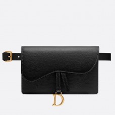 Dior Black Calfskin Saddle Belt Bag