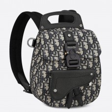 Dior Mini Saddle Backpack In Blue Oblique Jacquard