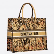 Dior Book Tote Bag In Yellow Animals Embroidered Canvas Dior Book Tote Bag In Yellow Animals Embroidered Canvas