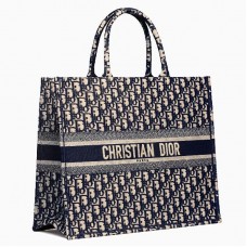 Dior Embroidered Book Tote In Oblique Canvas