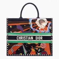Dior Book Tote In Multicolor Air Element Hand-painted Dior Book Tote In Multicolor Air Element Hand-painted