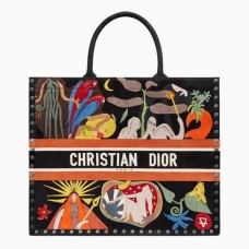 Dior Book Tote In Multicolor Earth Element Hand-painted Dior Book Tote In Multicolor Earth Element Hand-painted