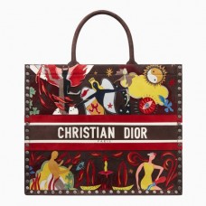 Dior Book Tote In Multicolor Fire Element Hand-painted Dior Book Tote In Multicolor Fire Element Hand-painted