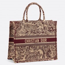Dior Burgundy Book Tote Toile De Jouy Bag Dior Burgundy Book Tote Toile De Jouy Bag