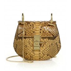 Chloe Drew Mini Python Crossbody Bag Honey