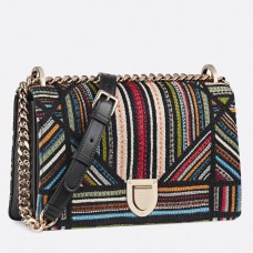 Dior Diorama Canvas Bag Embroidered With Multi-coloured Stripes Dior Diorama Canvas Bag Embroidered With Multi-coloured Stripes