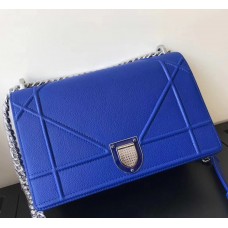 Dior Diorama Flap Bag In Blue Grained Calfskin Dior Diorama Flap Bag In Blue Grained Calfskin