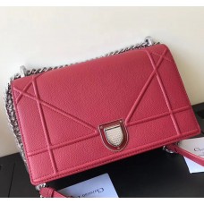 Dior Diorama Flap Bag In Ruby Grained Calfskin Dior Diorama Flap Bag In Ruby Grained Calfskin