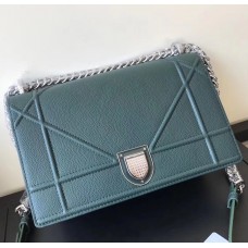 Dior Diorama Flap Bag In Green Grained Calfskin