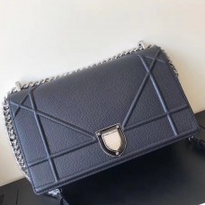 Dior Diorama Flap Bag In Black Grained Calfskin Dior Diorama Flap Bag In Black Grained Calfskin