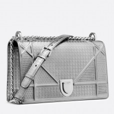 Dior Diorama Bag In Silver Metallic Calfskin Dior Diorama Bag In Silver Metallic Calfskin