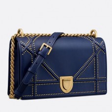 Dior Diorama Bag In Blue Studded Lambskin Dior Diorama Bag In Blue Studded Lambskin