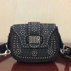 Dior D-Fence Saddle Bag In Black Studded Calfskin Dior D-Fence Saddle Bag In Black Studded Calfskin