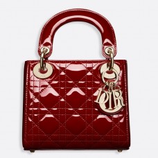 Dior Red Patent Mini Lady Dior Bag With Chain Dior Red Patent Mini Lady Dior Bag With Chain