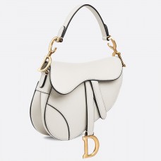 Dior Mini Saddle Bag In White Grained Calfskin Dior Mini Saddle Bag In White Grained Calfskin