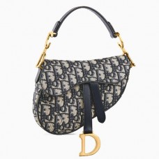 Dior Mini Saddle Bag In Blue Oblique Jacquard Canvas Dior Mini Saddle Bag In Blue Oblique Jacquard Canvas