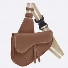 Dior Men's Saddle Belt Bag In Brown Grained Calfskin Dior Men's Saddle Belt Bag In Brown Grained Calfskin