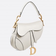 Dior Saddle Bag In White Grained Calfskin Dior Saddle Bag In White Grained Calfskin