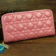 Dior Patent Leather Long Leather Wallet 030 Pink