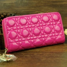Dior Patent Leather Long Leather Wallet 030 Rose