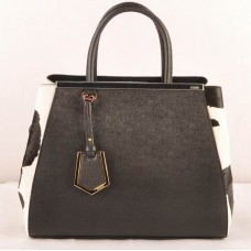 Fendi 2jours Black Cross Veins With Black/White Horsehair Leather Medium Bag