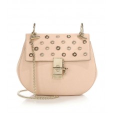 Chloe Drew Small Embellished Leather Crossbody Bag Pink