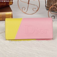 Christian Dior Multicolor Pink/Yellow Flap Wallet 119