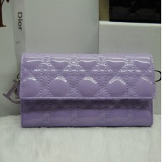 Dior CD086 Wallet Lavender In Patent Leahter