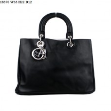 Dior Diorissimo Medium Bag Black Nappa Leather (Silvery Hardware) 18370