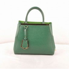 Fendi 2jours Green Cross Veins Leather Small Bag Fendi 2jours Green Cross Veins Leather Small Bag